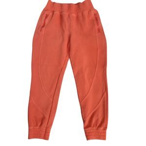 Fabletics-Linda High Waisted Jogger-Orange-S-Zip Pockets-Athleisure-Streetwear